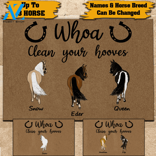 Horse Doormat Personalized Names and Breeds Whoa Clean YOur Hooves Personalized Gift | WELCOME MAT | HOUSE WARMING GIFT
