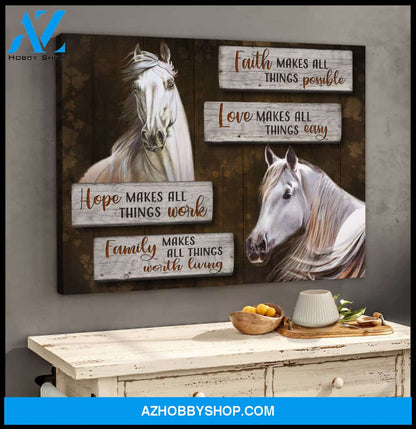 Horse Faith makes all things possible Canvas Wall Art Decor