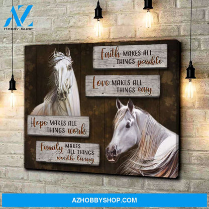 Horse Faith makes all things possible Canvas Wall Art Decor