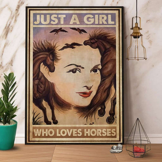 Horse Girl Just A Girl Who Loves Horses Paper Poster No Frame Matte Canvas Wall Decor