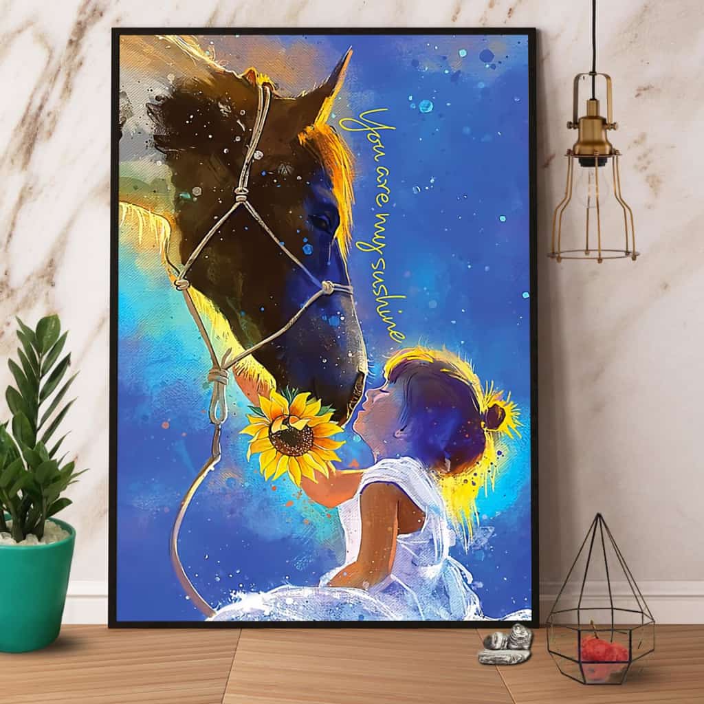 Horse & Girl You Are My Sunshine Paper Poster No Frame Matte Canvas Wall Decor