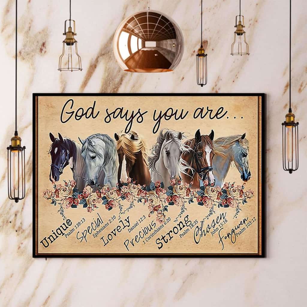 Horse God Says You Are Unique Special Lovely Paper Poster No Frame Matte Canvas Wall Decor