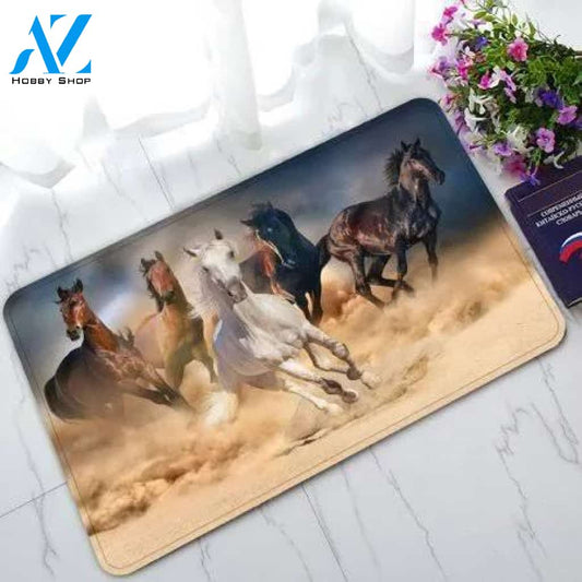 Horse Herd Run in Desert Sand Storm Animal Doormat Indoor and Outdoor Mat Entrance Rug Sweet Home Decor Housewarming Gift Gift for Horse Lovers Wildlife Animals Lovers