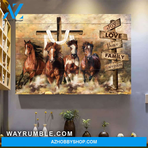 Horse - Joy, love, peace, family, happiness Jesus Landscape Canvas Prints, Wall Art