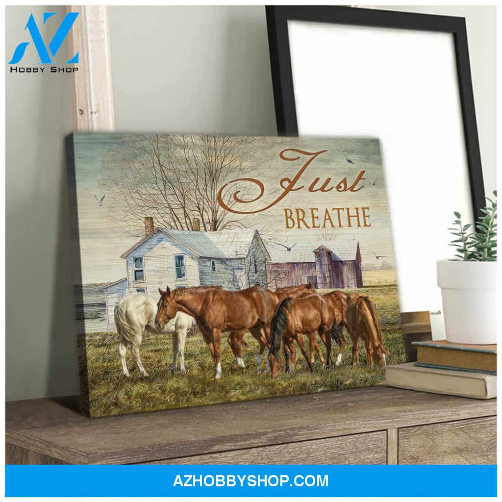 Horse Just Breathe Canvas Poster Wall Art Prints, Farmhouse Decor