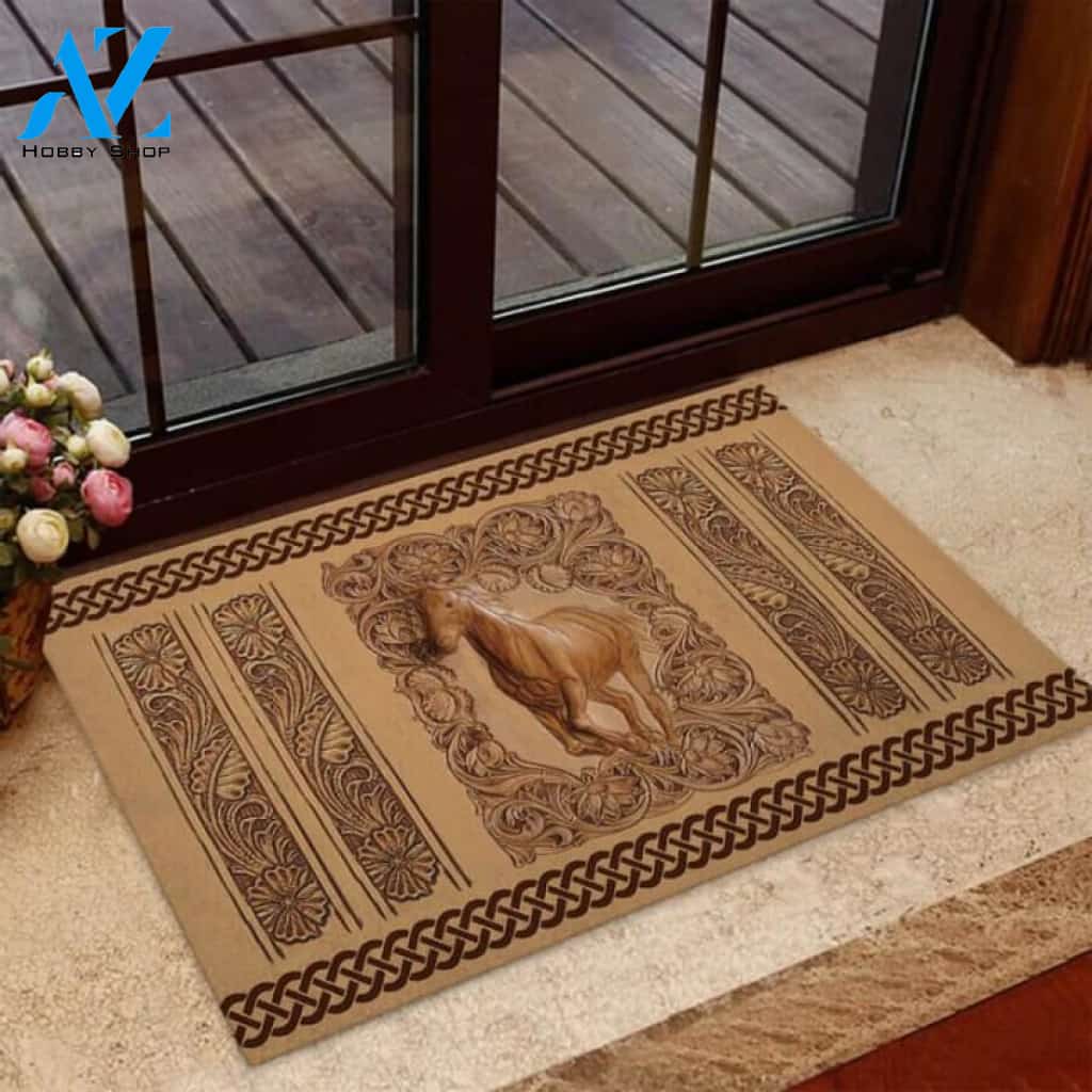 Horse Leather Pattern Print Doormat | Welcome Mat | House Warming Gift