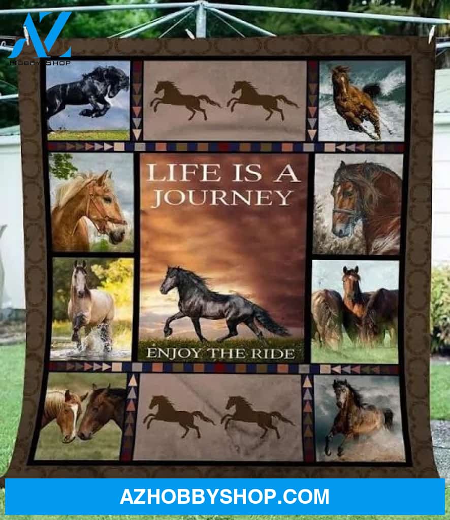Horse Life Is A Journey Sherpa Fleece Blanket Gift For Horse Lovers Home Decor Bedding Couch Sofa Soft And Comfy Cozy