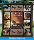 Horse Life Is A Journey Sherpa Fleece Blanket Gift For Horse Lovers Home Decor Bedding Couch Sofa Soft And Comfy Cozy