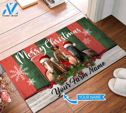 Horse Merry Xmas Personalized Funny Doormat Gift For Horse Lovers Home Decor Warm House Gift Welcome Mat