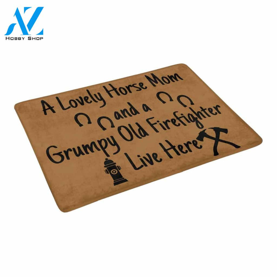 HORSE MOM GRUMPY OLD FF Doormat 23.6" x 15.7" (New) | Welcome Mat | House Warming Gift