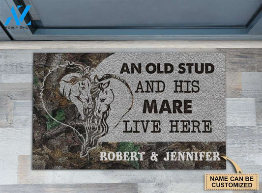 Horse Old Stud And His Mare Live Here Custom Doormat | Welcome Mat | House Warming Gift