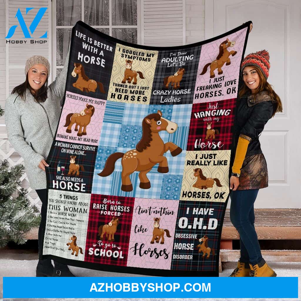 Horse Plaid Fleece Blanket