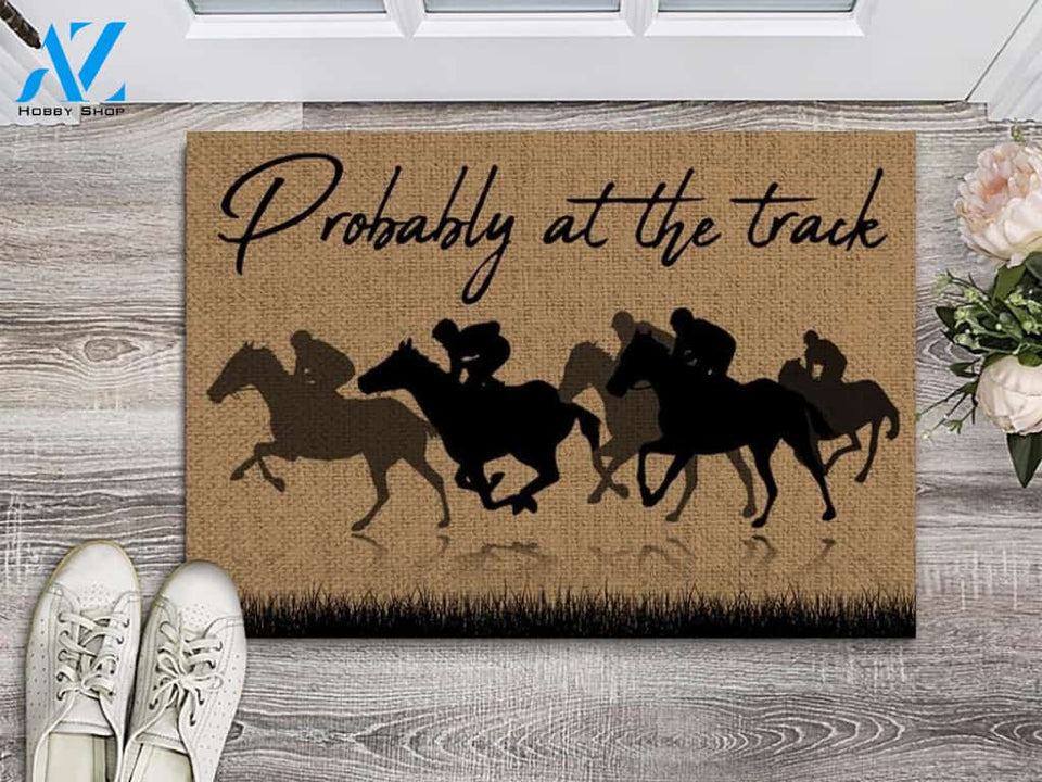 Horse Racing Probably At The Track Doormat | Welcome Mat | House Warming Gift