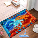 Horse Racingfire &amp;amp; Water Personalized Custom Name Doormat Welcome Mat