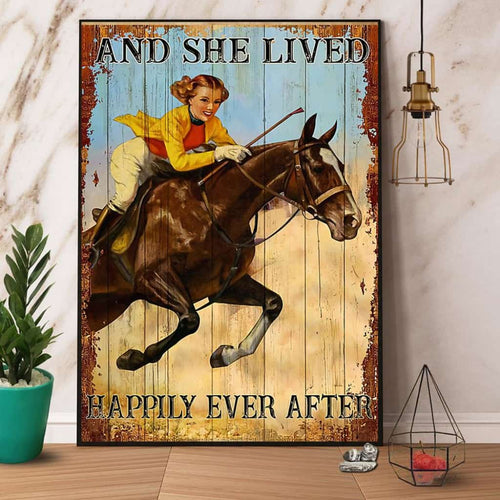 Horse Riding And She Lived Happily Ever After Paper Poster No Frame Matte Canvas Wall Decor
