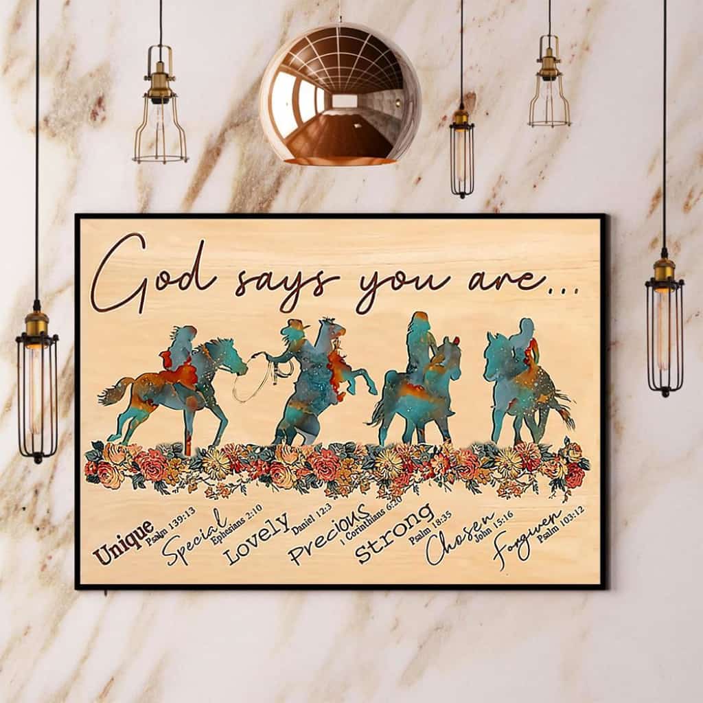 Horse Riding God Say You Are Unique Special Lovely Paper Poster No Frame Matte Canvas Wall Decor