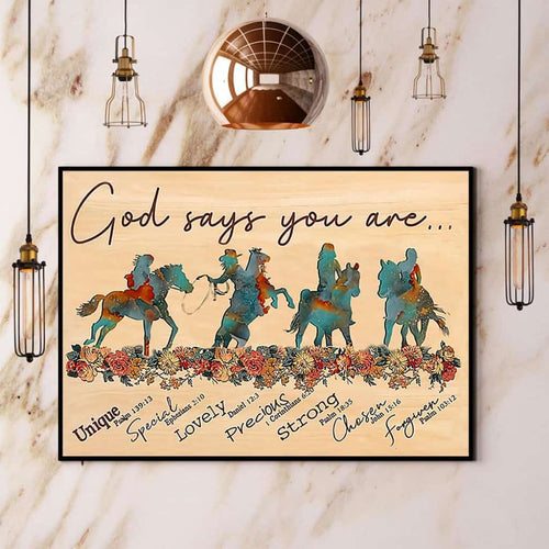 Horse Riding God Say You Are Unique Special Lovely Paper Poster No Frame Matte Canvas Wall Decor