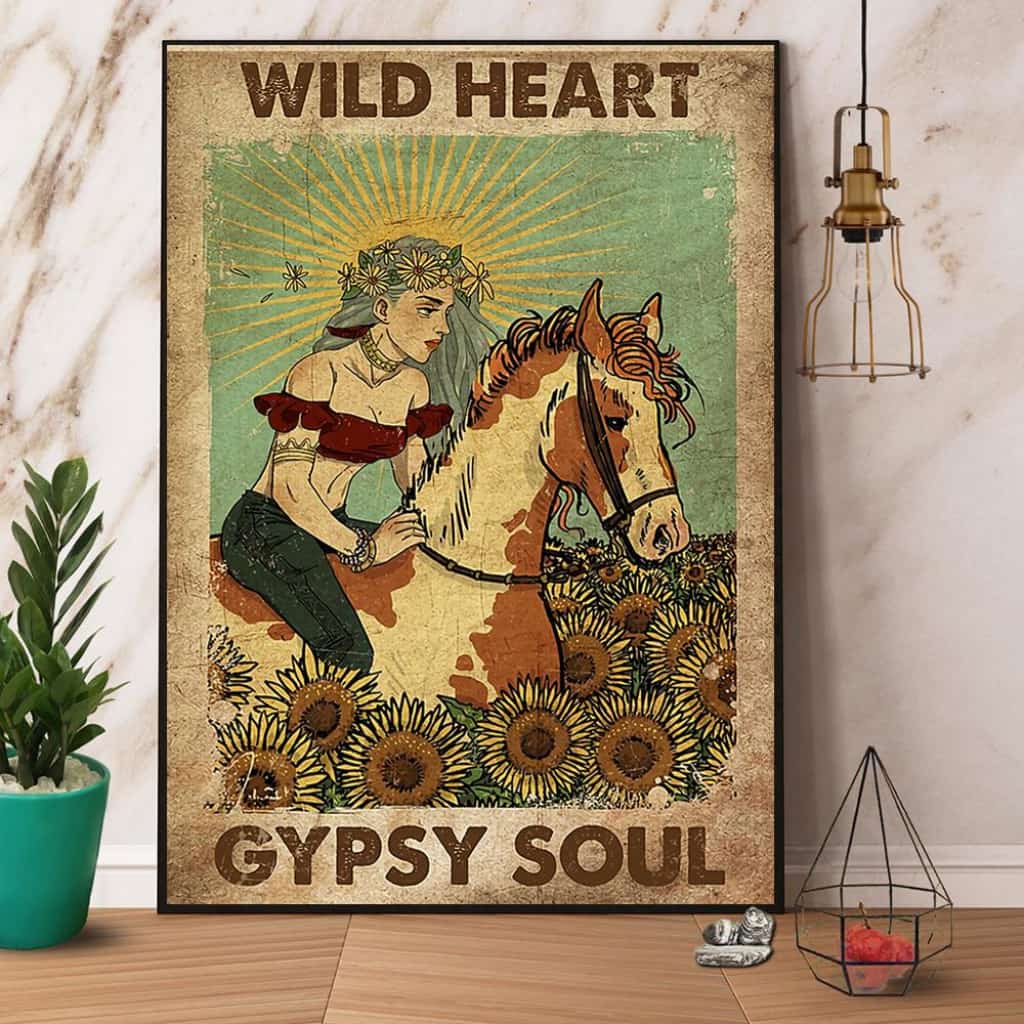 Horse Riding Wild Heart Gypsy Soul Paper Poster No Frame Matte Canvas Wall Decor
