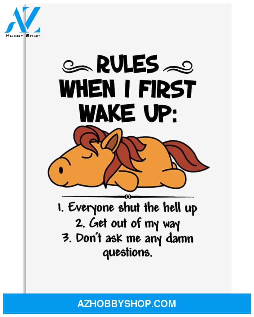 Horse rules when i first wake up funny poster