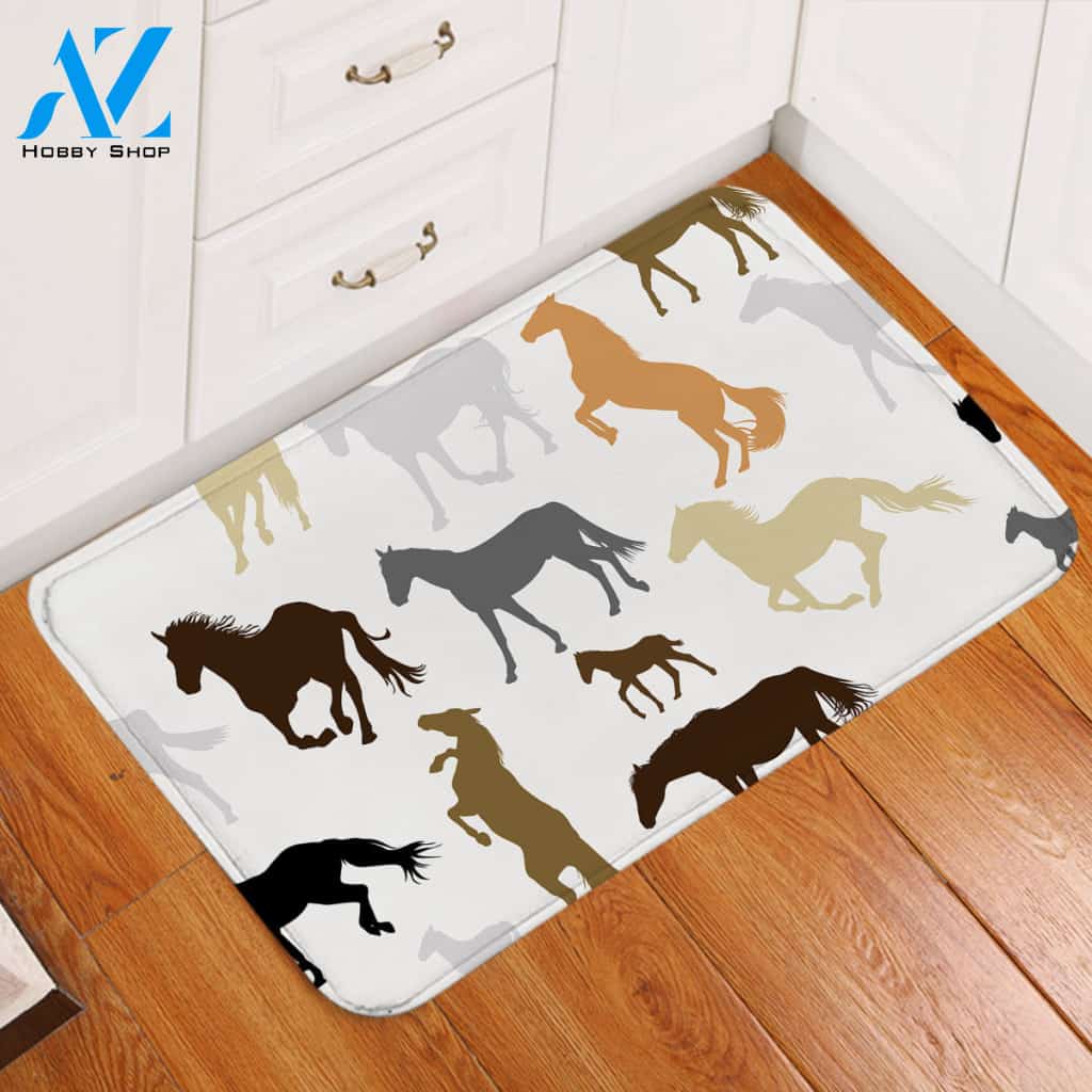 Horse Shadows White Door Mat