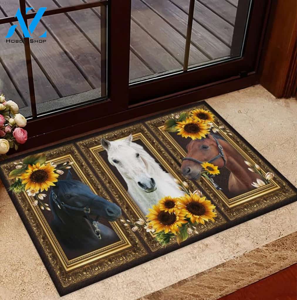 Horse sunflower doormat