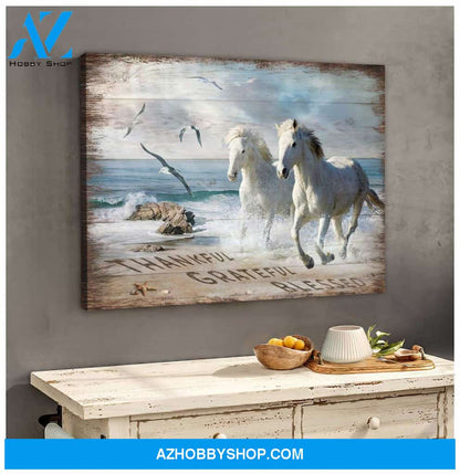 Horse Thankful Blessed Grateful Canvas Wall Art Decor