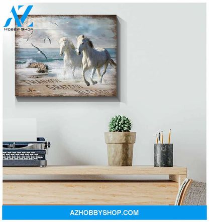 Horse Thankful Blessed Grateful Canvas Wall Art Decor