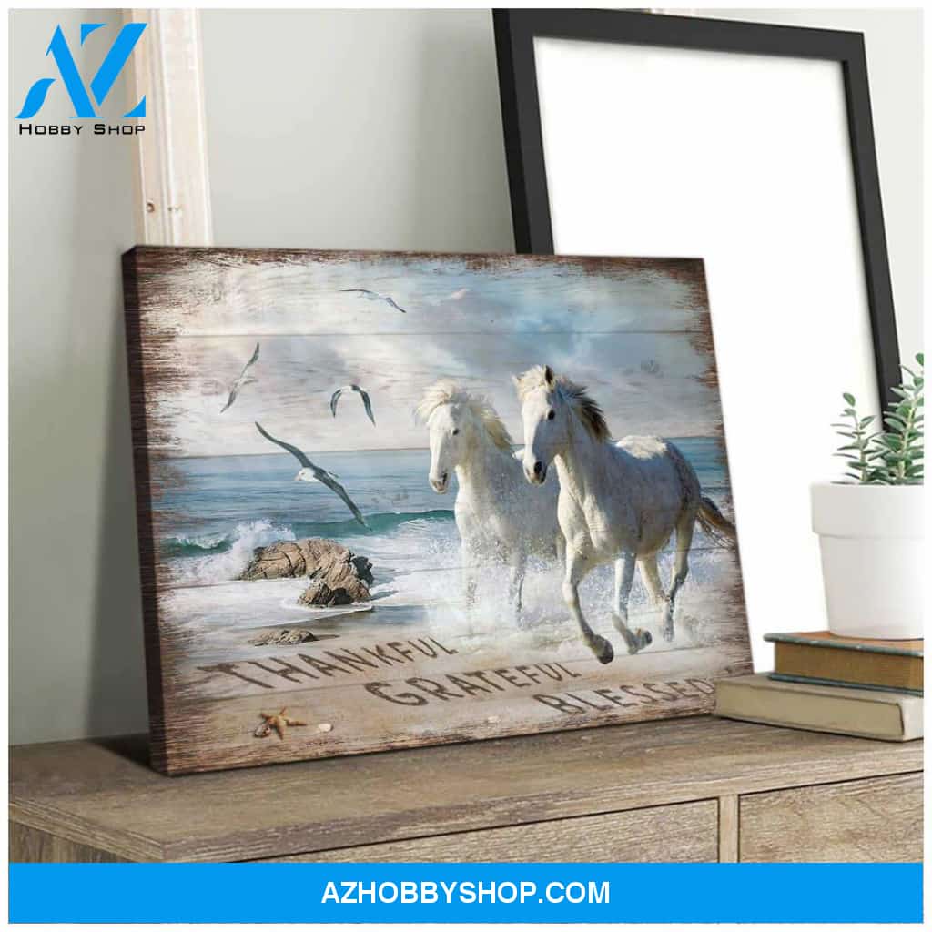 Horse Thankful Blessed Grateful Canvas Wall Art Decor