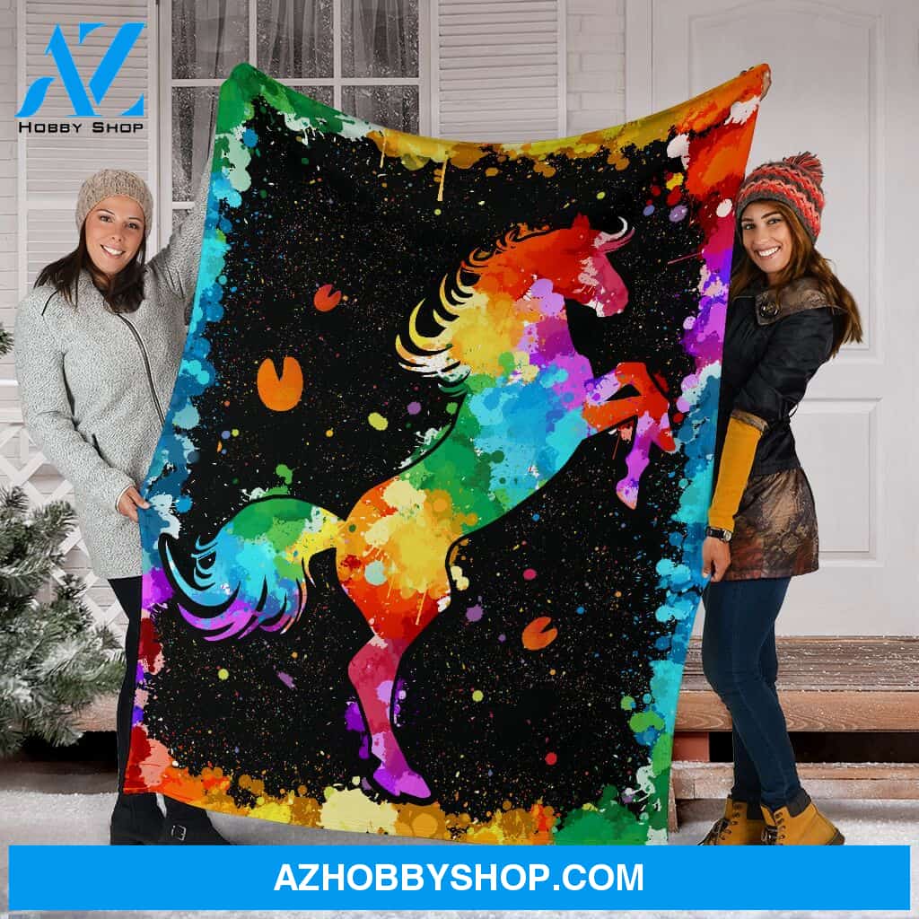 Horse Watercolor Fleece Blanket