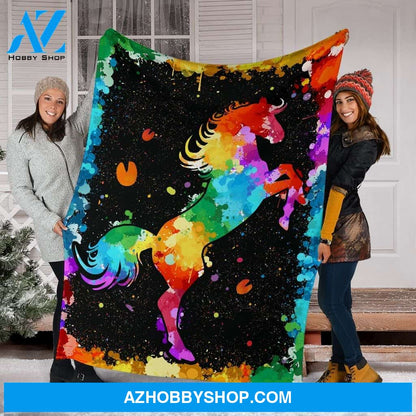 Horse Watercolor Fleece Blanket