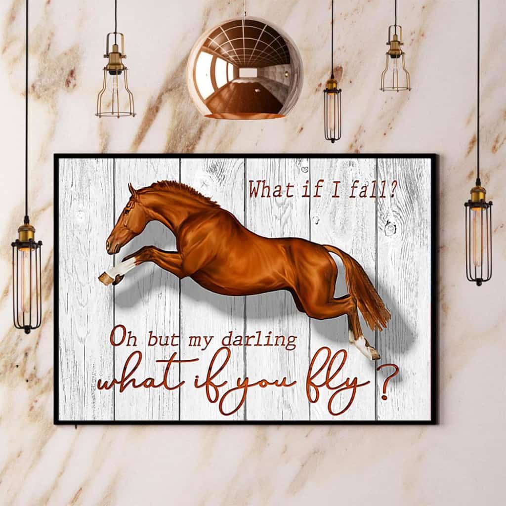 Horse What If I Fall What If You Fly Paper Poster No Frame Matte Canvas Wall Decor