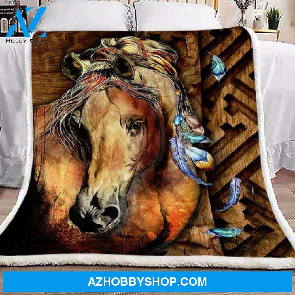 Horse Wood Vintage Fleece Blanket