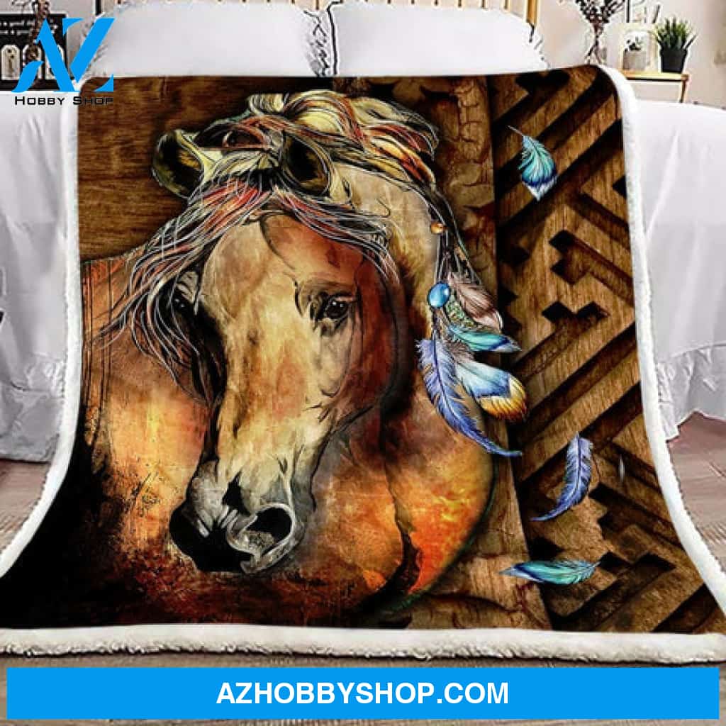 Horse Wood Vintage Fleece Blanket