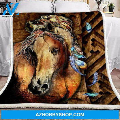 Horse Wood Vintage Fleece Blanket