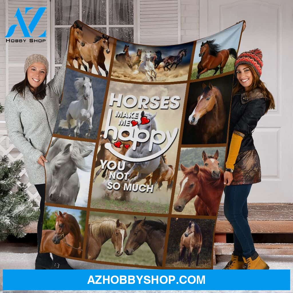 Horses Make Me Happy Fleece Blanket