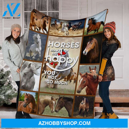 Horses Make Me Happy Fleece Blanket