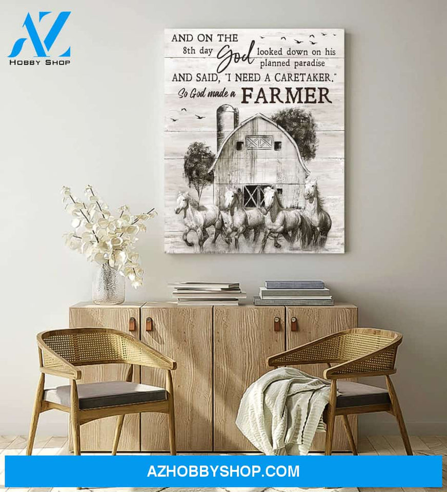 Horses So God made a farmer Farm Canvas Wall Art Decor