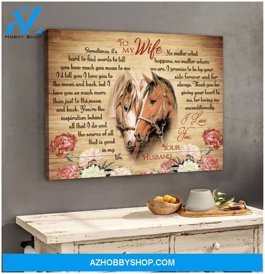 Horses To My Wife It Hard To Find Words Canvas Wall Art Farmhouse Decor