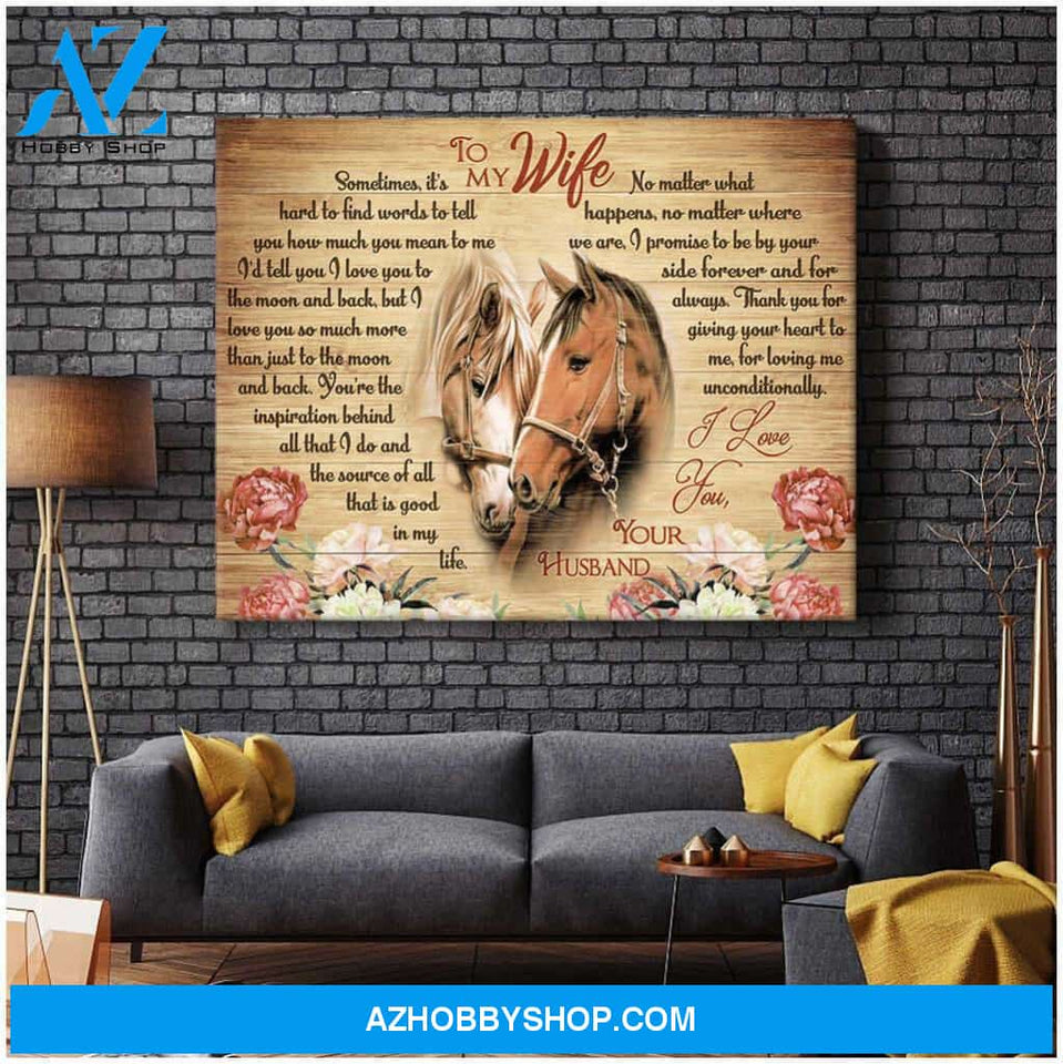 Horses To My Wife It Hard To Find Words Canvas Wall Art Farmhouse Decor