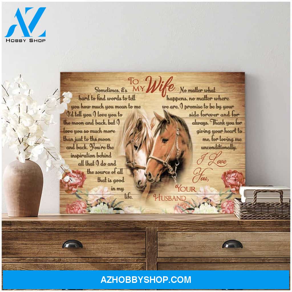 Horses To My Wife It Hard To Find Words Canvas Wall Art Farmhouse Decor