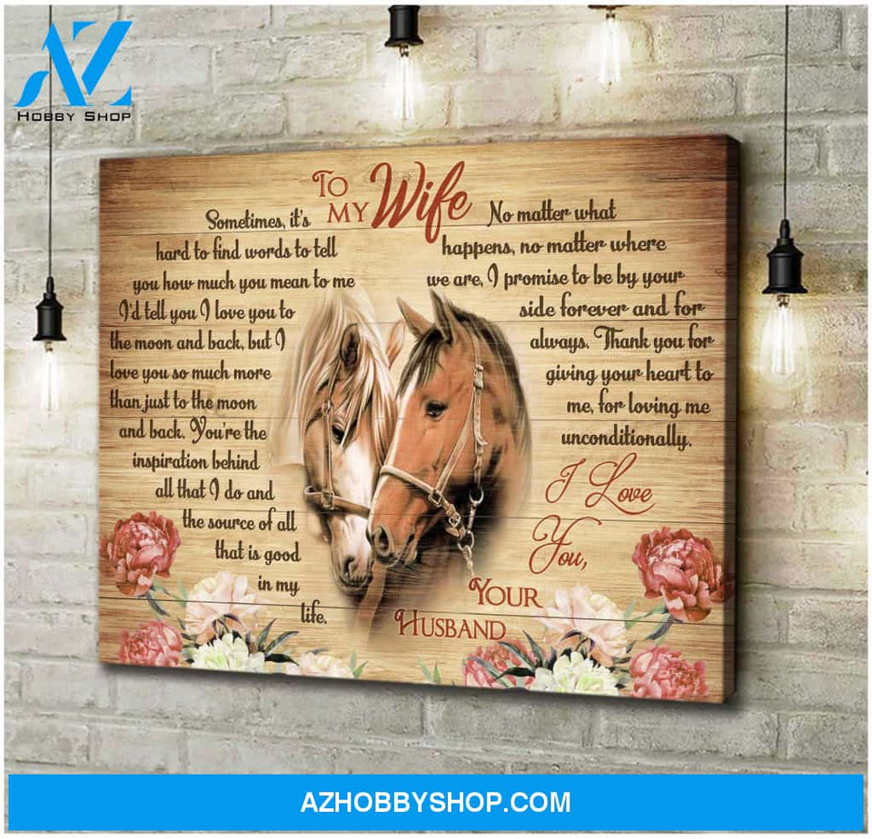 Horses To My Wife It Hard To Find Words Canvas Wall Art Farmhouse Decor