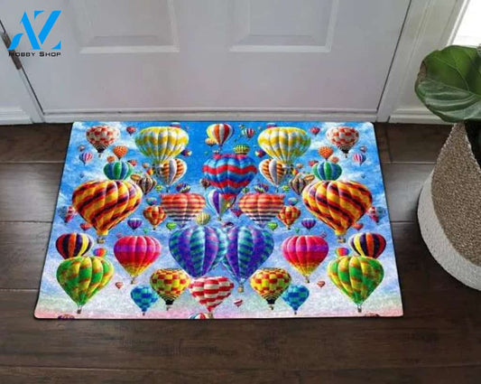 Hot Air Balloons Colorful Vehicle Doormat Indoor And Outdoor Mat Entrance Rug Sweet Home Decor Housewarming Gift Gift for Friend Family Birthday New Home