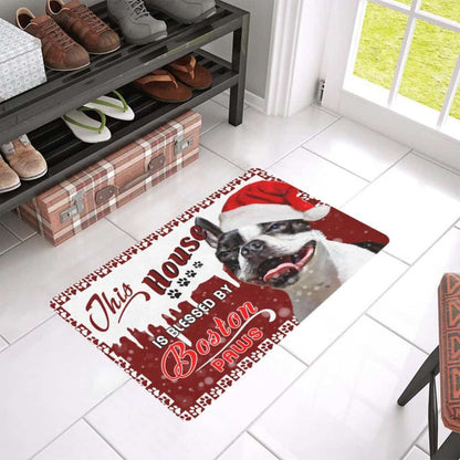 House Blessed By Paws Boston Terrier Dog Lover Doormat Welcome Mat