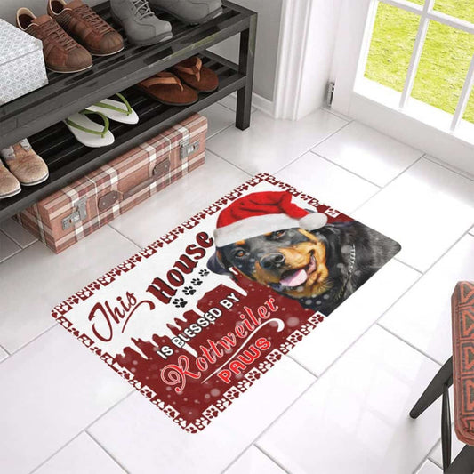 House Blessed By Paws Rottweiler Dog Lover Doormat Welcome Mat