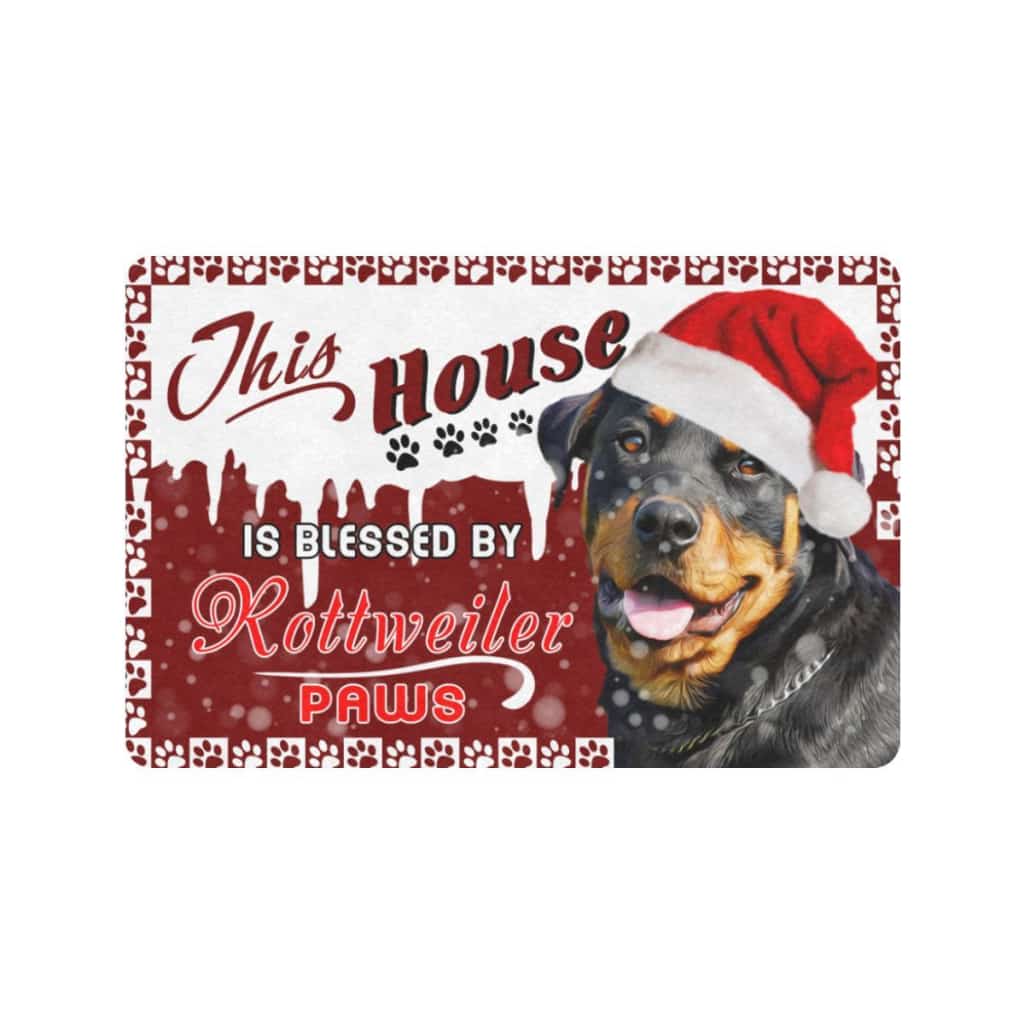 House Blessed By Paws Rottweiler Dog Lover Doormat Welcome Mat