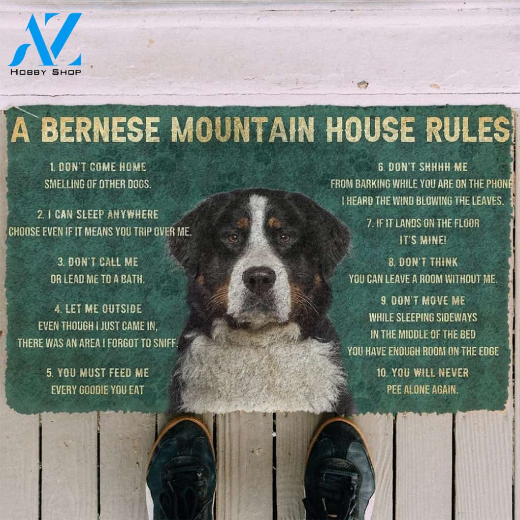 Gearhumans Gearhuman 3D House Rules Bernese Mountain Dog Doormat