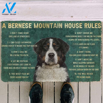 Gearhumans Gearhuman 3D House Rules Bernese Mountain Dog Doormat