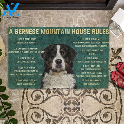 Gearhumans Gearhuman 3D House Rules Bernese Mountain Dog Doormat