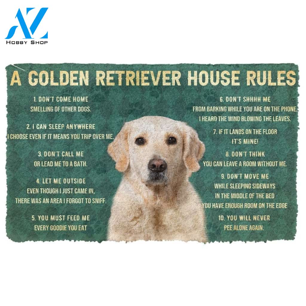 Gearhumans Gearhuman 3D House Rules Golden Retriever Dog Doormat