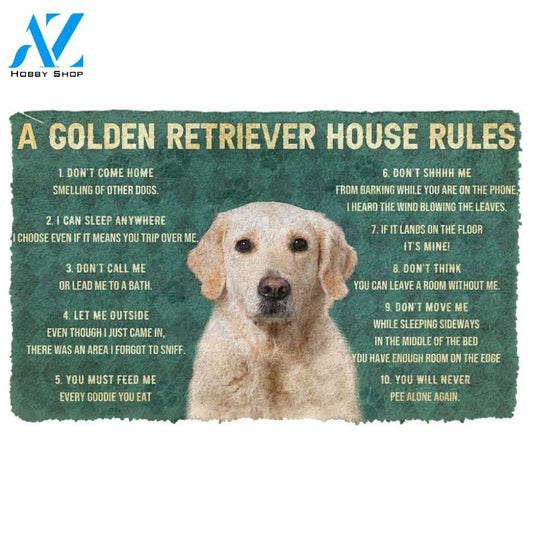 Gearhumans Gearhuman 3D House Rules Golden Retriever Dog Doormat